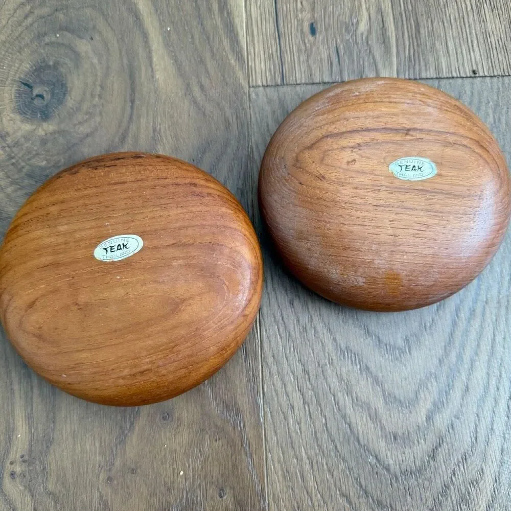 2 Vintage Genuine Teak Thailand Salad Bowls